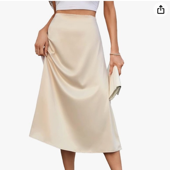 Satin Midi Skirt in Cream - Picture 2 of 2